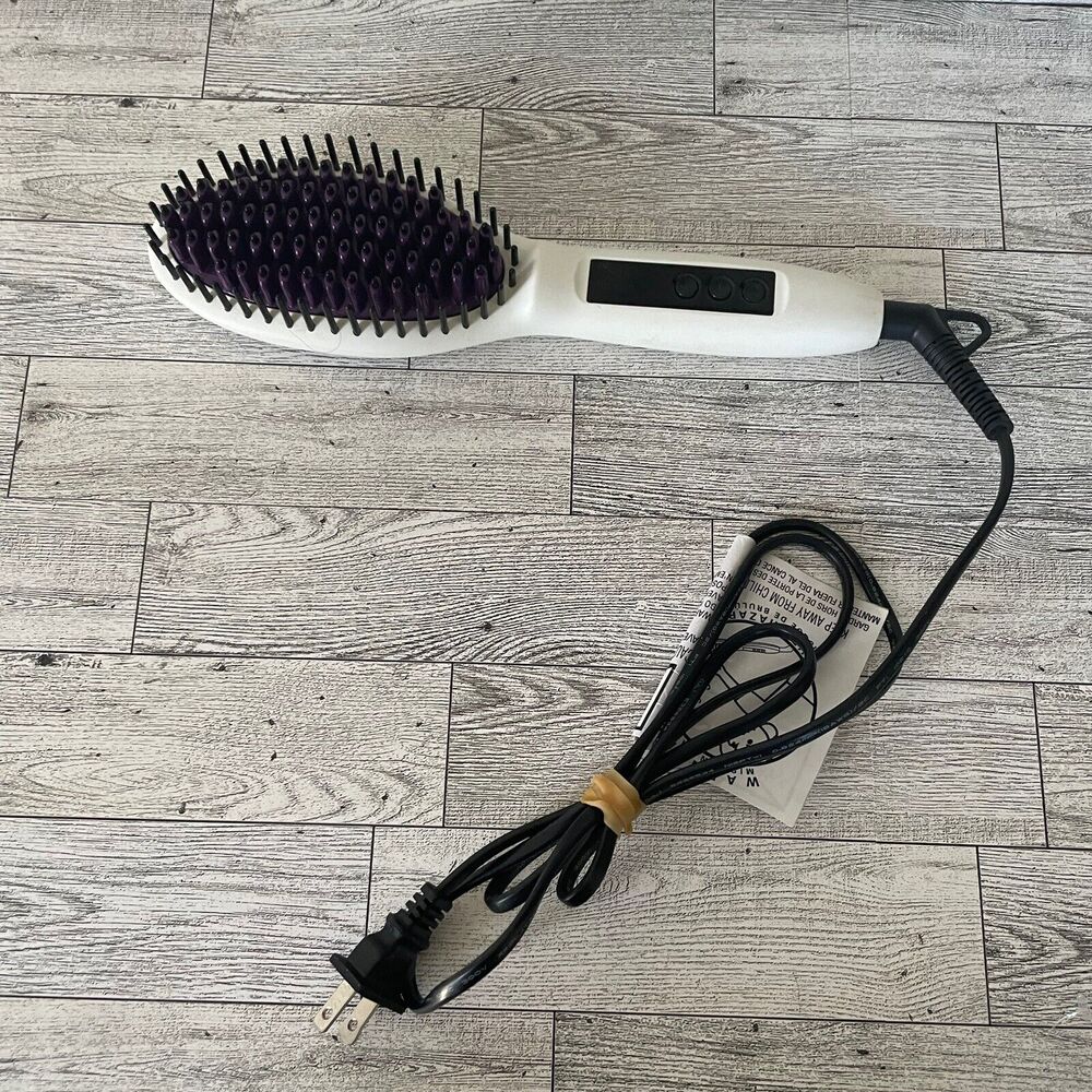 InStyler Straightening Brush Womens‎ OS White Ceramic Ionic Heated 450F 00484